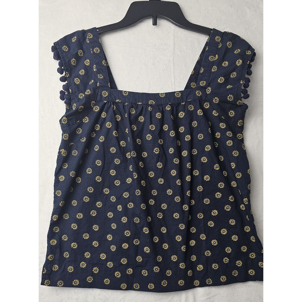 J.Crew Square Neck Pom Poms Sunflowers Printed Size 2
